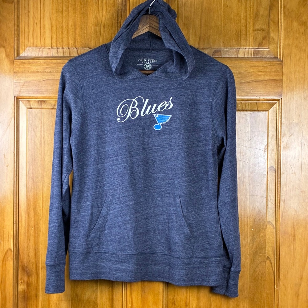 Old Time Hockey St Louis Blues NHL Heather Blue Lightweight Hoodie Women Medium